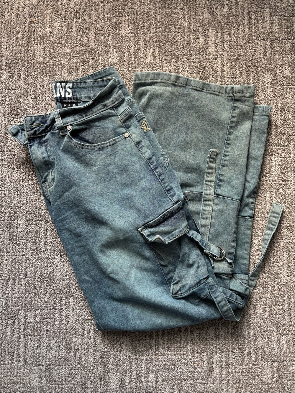 Women’s Green Washed Cargo Jeans